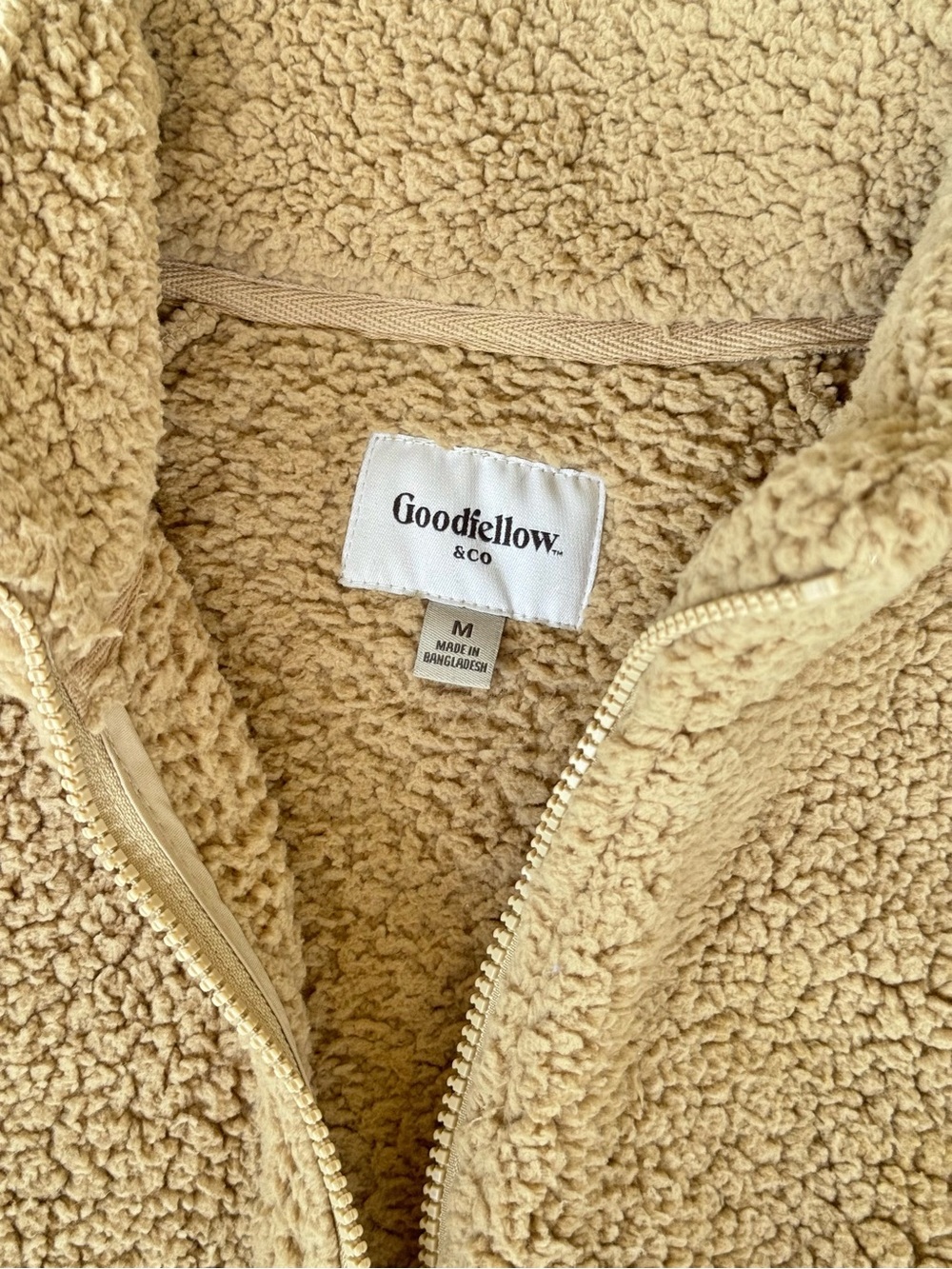 Goodfellow & Co Men's Taupe Zip-Up Sherpa Pullover - Picture 5 of 7